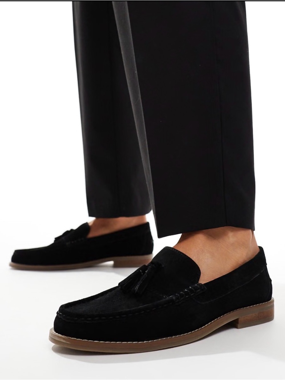 Men’s Black Suede Tassel Loafers Size 7 New